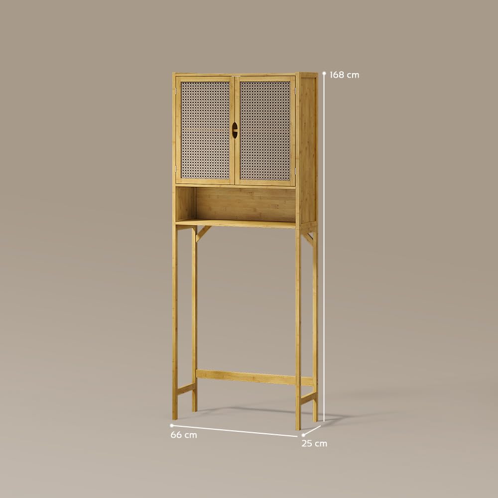 Livinity Armario para Lavadora Mincio, Bambú/Roble Artesanal, 66 x 168 cm