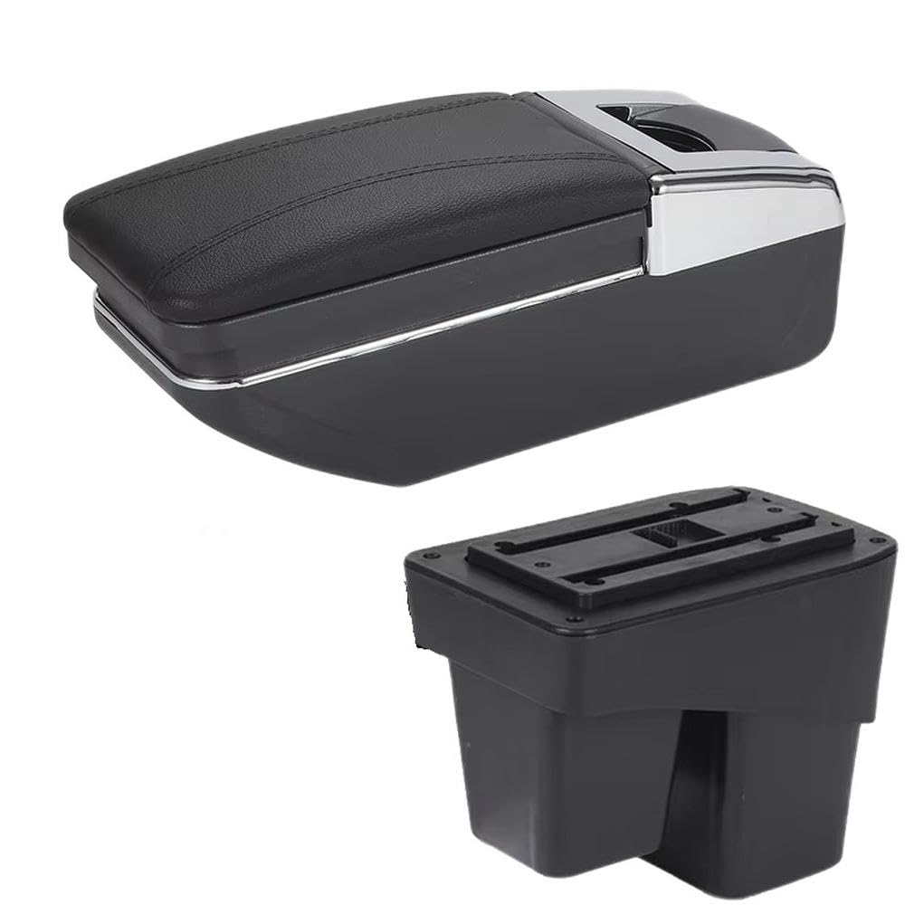 SXQPOCAR For WR-V For Fit For Jazz 3 2014-2020 Car Armrest Box Storage Box Retrofit Parts Replacement Parts(C2 Black line No USB)