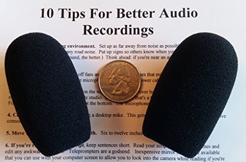 Compete Audio CA555 large microphone windscreens (Foam Microphone Covers) (2-pack) for use with mini-shotgun mics, larger headsets and desktop microphones