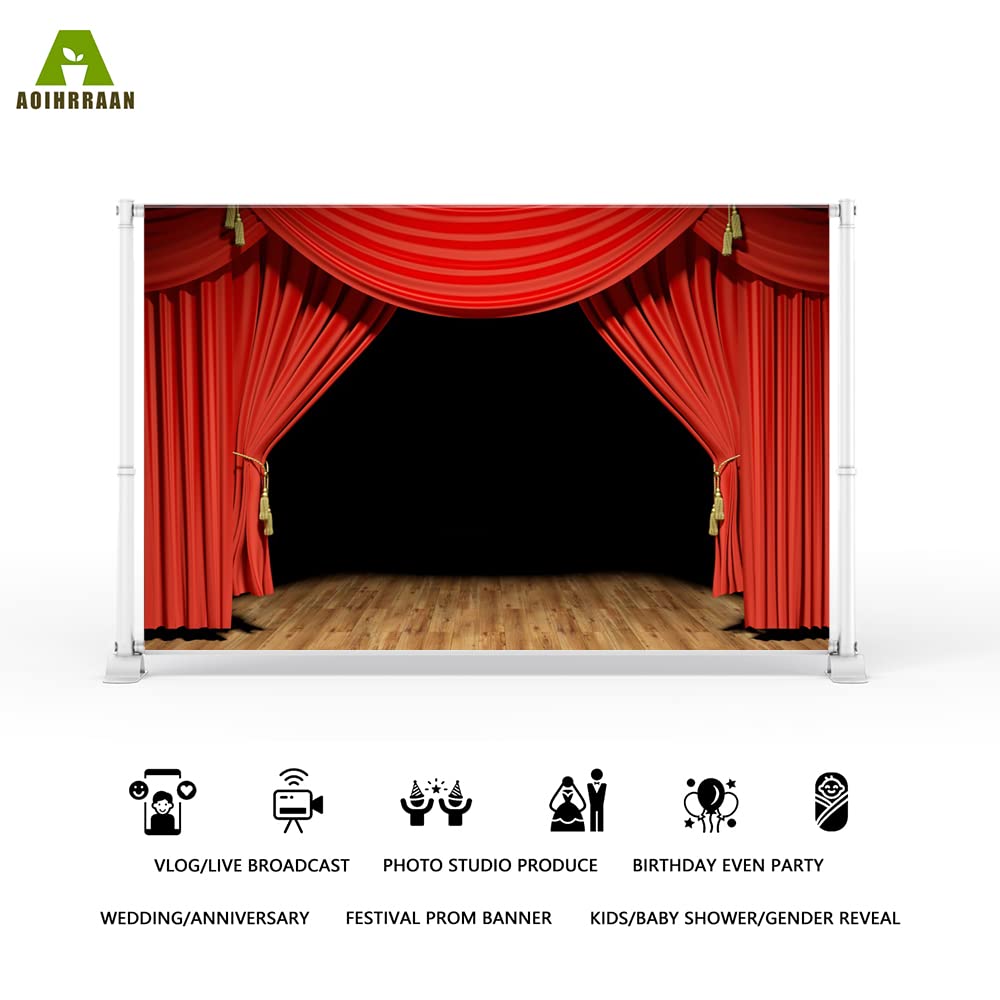 Aoihrraan 2,2x1,5m Rode Podium Achtergrond Heldere Interlaced Spotlights Glanzende Podium Fotografie Achtergrond Talent Performance Show Award Ceremonie Festival Viering Decoratie Banner Fotostudio