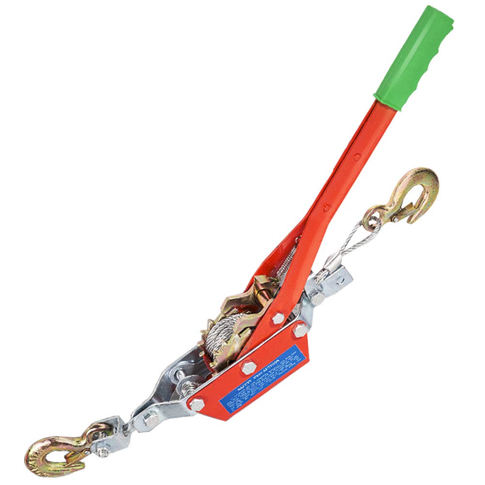 Generisch Dieser große, robuste Ratschenzuger mit 2,2 m Kabel, Handwinde, Rücklaufsperre, 2 Haken, Doppelgetriebe, tragbarer Stahl-Ratschenzuger, Kraftwinde, Schwerlasttransport // 24 (2 t)