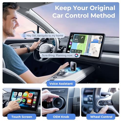 Wireless Carplay Adapter for iPhone, Convert Wired Car play to Wireless, 2 in 1 Plug and Play Mini CarPlay and Android Auto Adapter for iOS 10 Android 11 and Above, Cars with Built-in Carplay (Silver) - view 2