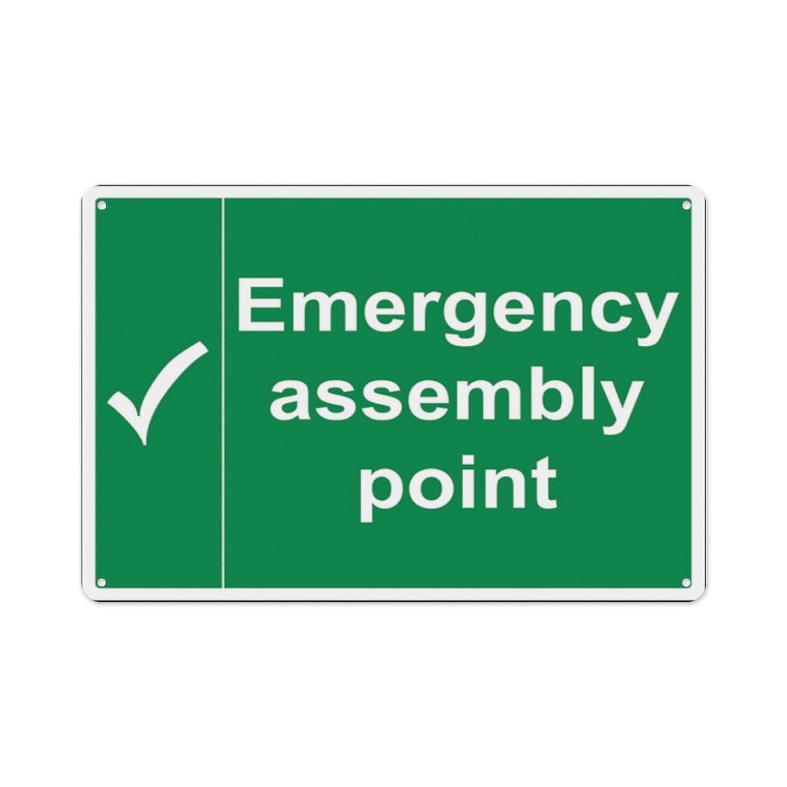 peiyeety Emergency Assembly Point Aluminum Tin Warning Signs For Home Outdoor Garden 12X16 Inches