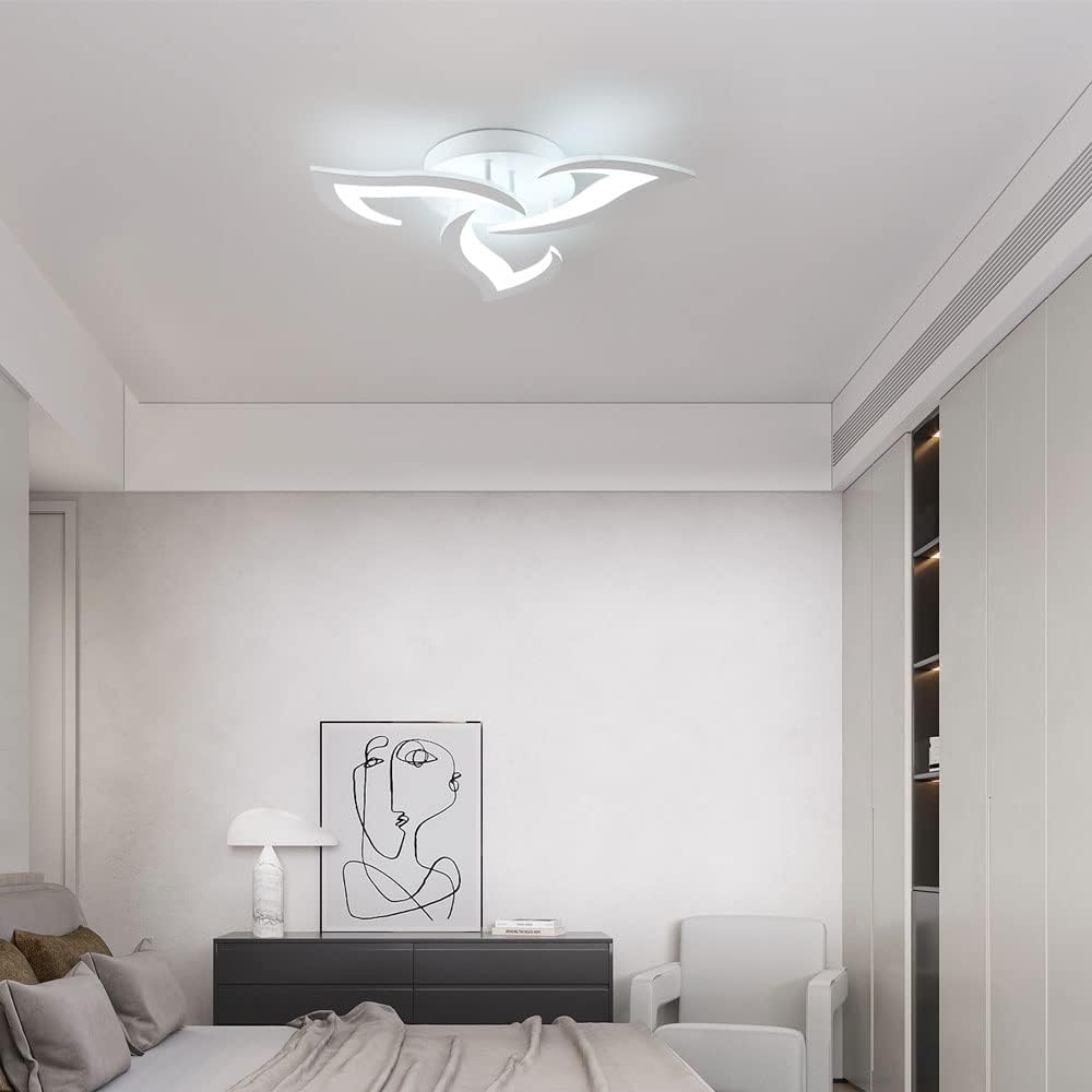 Plafonnier Led Moderne, 36W Blanc Créatif Pétales Design | 6500K Blanc Froid Luminaire Plafonnier, Lampe de Plafond en Acrylique pour Chambre, Salon, Salle à Manger, Cuisine, Couloir
