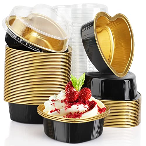 Eusoar ESFBA560281 Heart Shaped Baking Pans,3.4Oz 50Pcs Valentine Aluminum Foil Cups cover