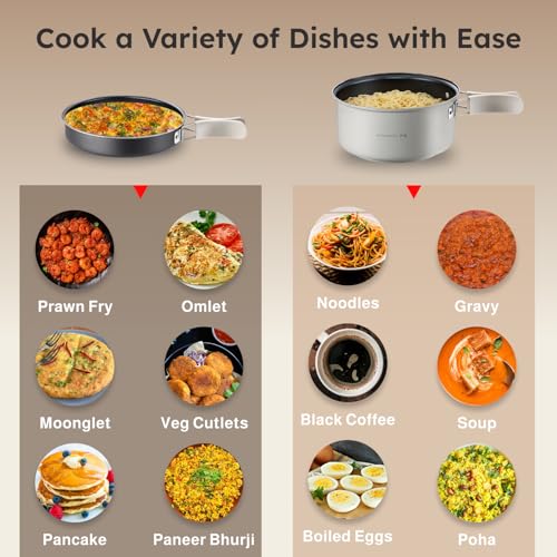 Image of Prestige Electric Omnipot | 1000W Electric Cooking Pan & Fry Pan with Lid | Steam Vent | Temperature Control Slider | Cool-Touch Foldable Handles | Detachable Power Cord | Compact Design | 1Y Warranty