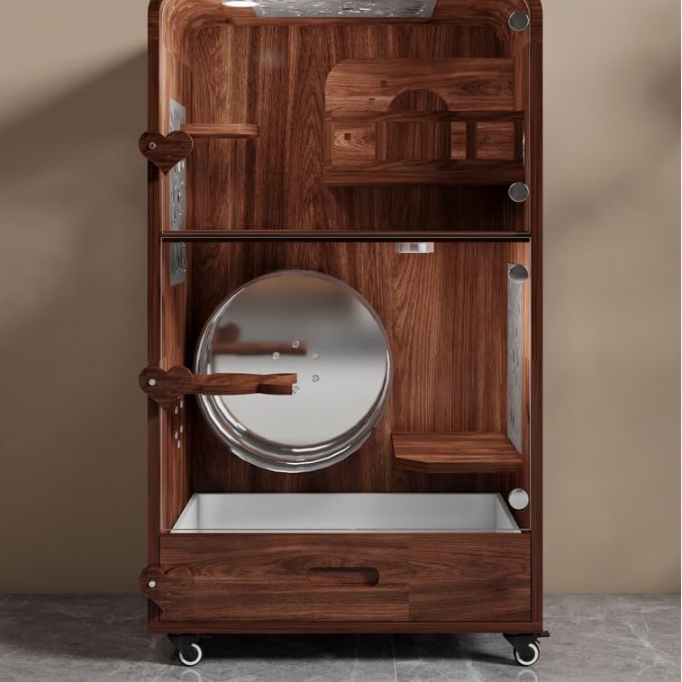 Casa del gatto Gabbia for gatti, gabbia for casa, legno di noce nera, lega di alluminio, nido di ghiaccio Gabbia per gatti