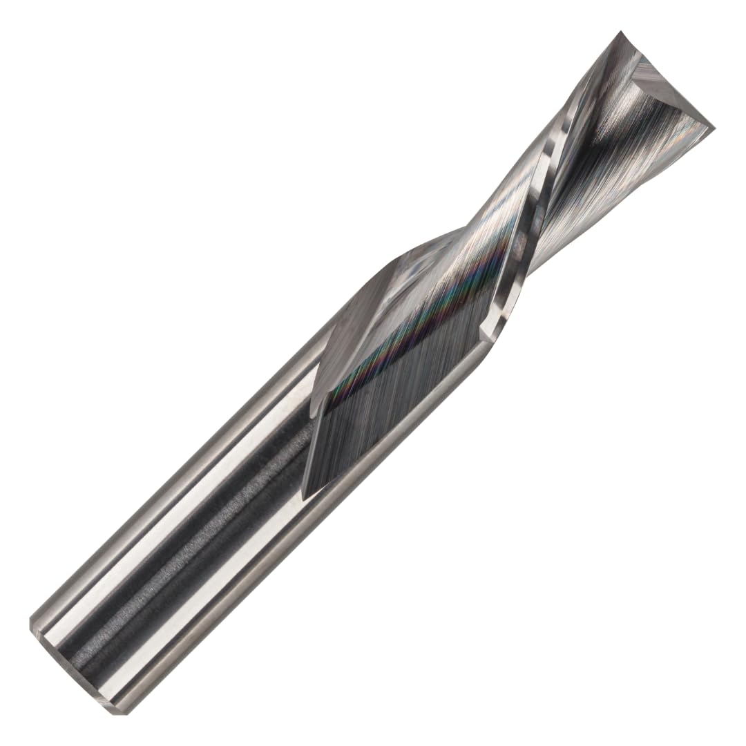 Rennie Tools - 12mm Cutting Diameter x 22mm Flute x 12mm Shank Solid Carbide Down Cut 2 Flute Spiral Router Bit / Cutter For Soft & Hard Woods, MDF, Laminated Plywood, Particle Board Etc. — image 1