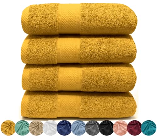 LEBENGOOD-Juego de Toallas Lavabo, Manos Algodón Premium, 550gsm, 4 Piezas (50x90), Extra Suaves, Absorbentes y Resistentes.(4 50X90 Gold)