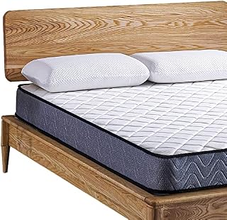 Single Mattress Memory Foam - Hybrid Coil Bonell Spring 3ft Matress 90 x 190 cm - 7.5 Inch Deep Quilted Sprung Breathable Orthopedic Hypoallergenic Cool Blue Gel - Grey Border