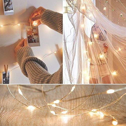 Fio De Led 5 Metros Arame 50 Leds Decoração Natal Pilha Prova Agua Casamento