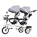 CHEERALL Niños 4 en 1 Trike Doble, Ligero, Triciclo de 3 Ruedas con Bicicleta para bebé, Carrito de bebé con Dos Asientos para niños de 1-7 años,Grey