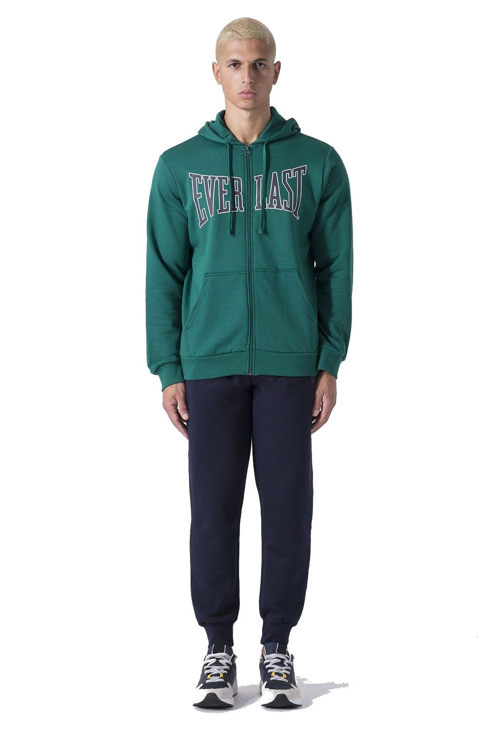 Everlast tuta da ginnastica per uomo completo sportivo in cotone felpato set per sport e tempo libero o palestra (IT, Testo, S, Regular, Regular, Verde/Blu capp.) | Felpato