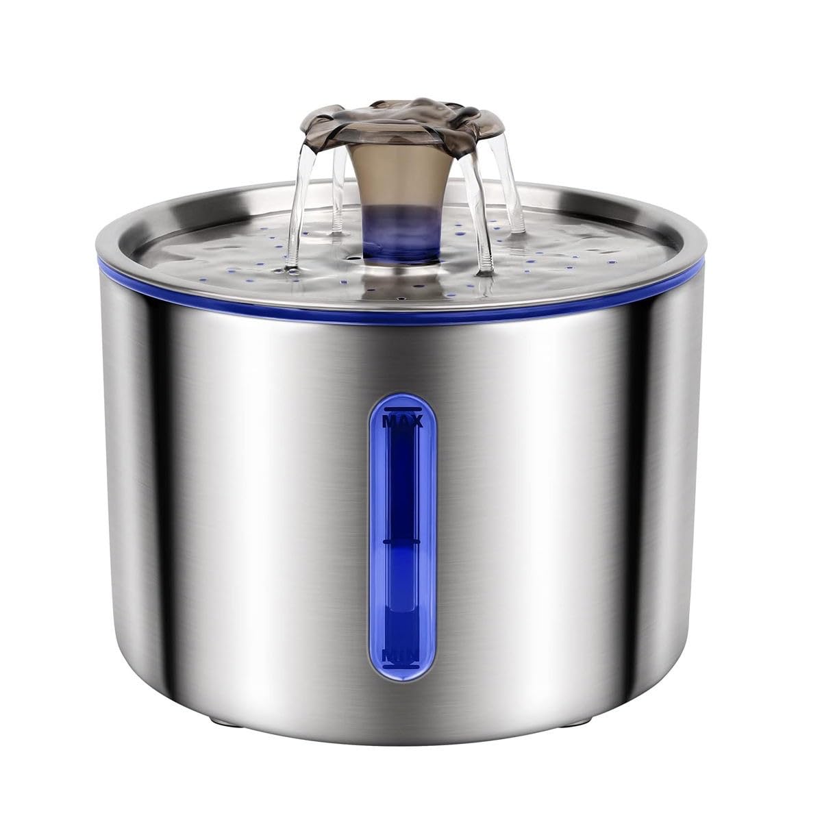 Automatic Stainless Steel Cat Water Fountain 84oz 2.5L with LED Water Level Indicator and Auto Power-Off