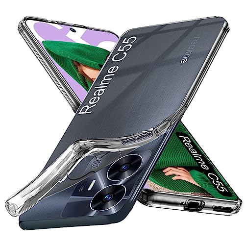 Image of Fashionury Soft Crystal Clear Back Case Cover for Realme C55 | Shockproof Design | Camera Protection Bump | Clear Back | Case Cover for Realme C55 Transparent