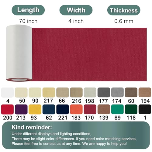 Image of Linen Canvas Repair Tape, 4 inch x 63 inch Claret Waterproof Self-Adhesive Patch for Outdoor Gear, Durable and Weatherproof Fabric Tape for Boat Covers, Tents, Sofas, Sun Shades, Awnings, and Lounge Chairs