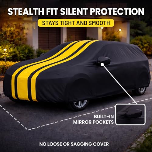 Image of Autofy Car Cover Waterproof CARIZMA for Maruti S-Presso [Year 2019 Onwards] - S-Presso Car Cover Dust & UV Protection S-Presso Car Body Cover with Mirror Pocket Soft Cotton Lining