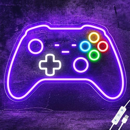 CULOIS Gamer Neon Sign, Gamepad Shaped LED Neon Sign for Gamer Room Decor, Neon Gaming Sign for Gaming Wall Decor, USB Powered Best Gamer Gifts for Teens, Boys, Kids