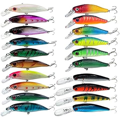XBLACK Minnow Lures Set Hard Fishing Lures Set 20PCS Mixed Size and Color for Beginner Starter, XBLACK Baits, Catch Big Fish! Cover