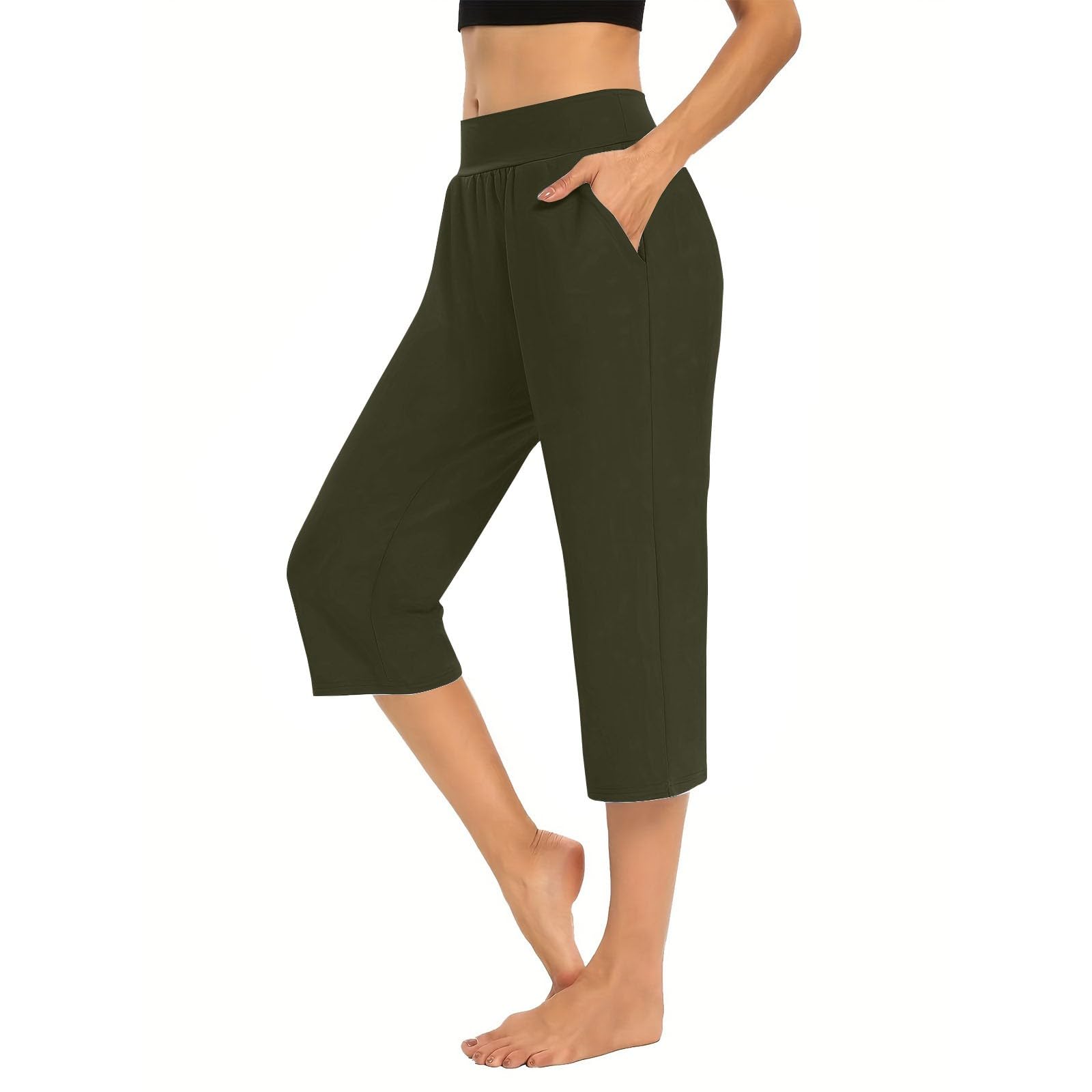 Yoga Capri for Women Trendy Loose Comfy High Waisted Pants Summer Going Out Athletic Sweatpants Wide Leg Capris