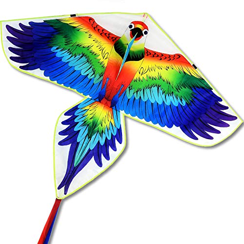 Okyaios Kite,Kites For Kids Easy To Fly,Parrot Kite For Children And Adults,Comes With 2 Ribbons And 320 Feet Of Kite String #TOP5