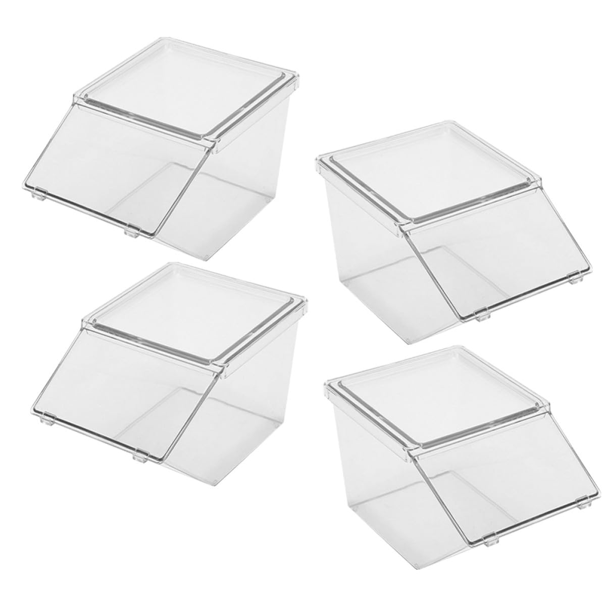 4 Stück Teebeutel Aufbewahrungsboxen aus Acryl mit Deckel Stapelbar Mittlere Größe Transparenter Organizer für Tee Kaffee und Zucker Küchen und Kaffeestation Zubehör