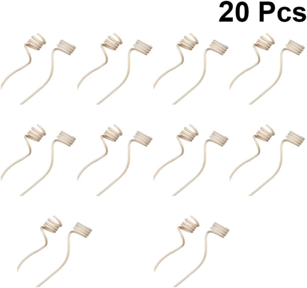 Amosfun 20pcs Large Spiral Rattan Reed Diffuser Sticks 2mm Yellow Porous