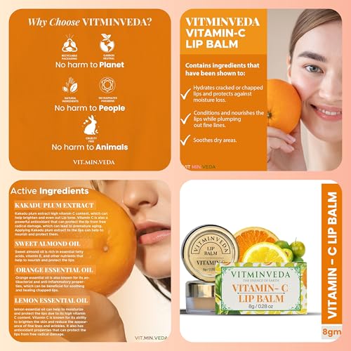 Image of Natural Lip Care Combo Set of 4 | Vitamin C, Coffee, Red Wine Balm and Lip Scrub for Dry Dark & Chapped Lips Deep Moisturizing Lightening Exfoliation 8g Each