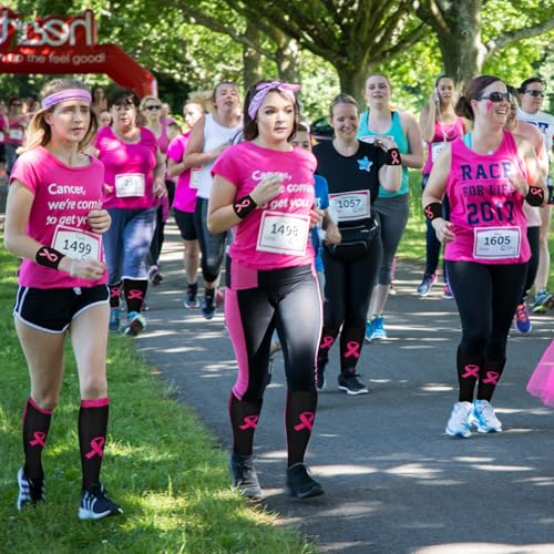 Zhanmai 12 Pairs Breast Cancer Awareness Breast Cancer Pink Ribbon Socks Wristbands for Soccer Volleyball Football Baseball 6