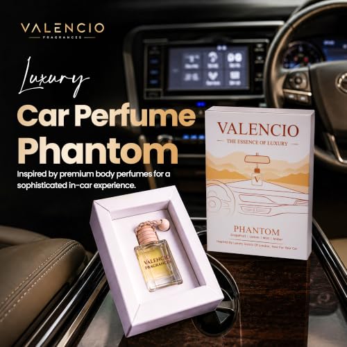 Image of Valencio Luxury Car Perfume Phantom - Lemon & Mint Hanging Diffuser | Fragrance Inspired by Body Perfumes | Natural Essential Oils | Long-Lasting Up to 45 Days | Fresh Citrus Scent
