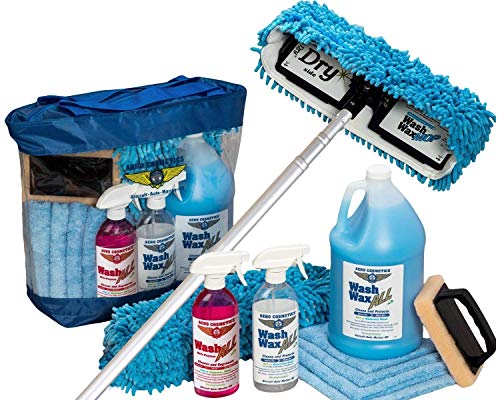 Waterless RV Aircraft Boat Wash Wax Mop Kit With Aluminum Pole, No Ladder
