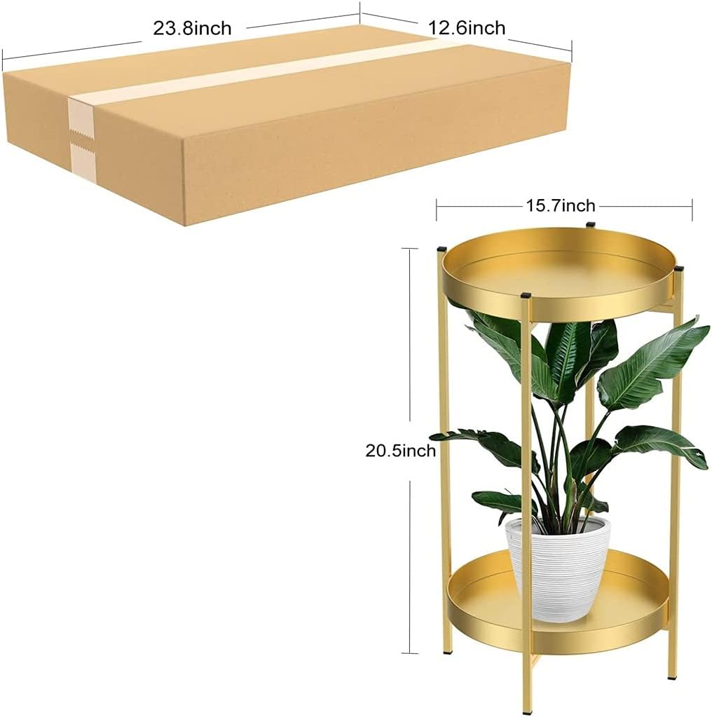 Plant Stand 2 Tier Metal Outdoor & Indoor Potted Flower Stand Display Shelf for Home Garden Patio