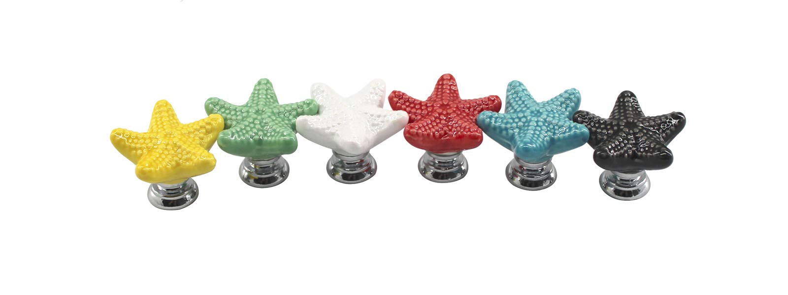 Confezione da 8 pomelli in ceramica a forma di stella marina blu con base in lega di zinco per armadietti, maniglie per armadietti