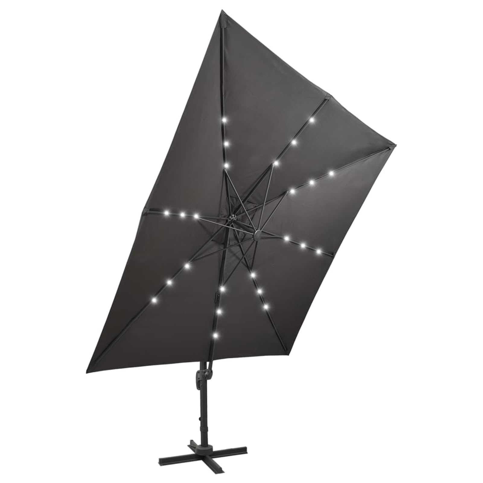 Homgoday Sombrilla jardín voladiza con Palo y Luces LED Antracita 300 cm Sombrilla Terraza Exterior, Sombrilla Jardín Grande Orientable Jardín Parasol Balcón AntracitaAntracita Tipo1
