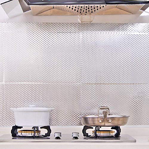 Image of KIRFIZ 2 Meters Aluminium Foil Stickers, Waterproof Sticker Heat Resistant Washable Peel and Stick Aluminum Foil Self-Adhesive Oil Proof Waterproof Kitchen Backsplash Wallpaper Stickers