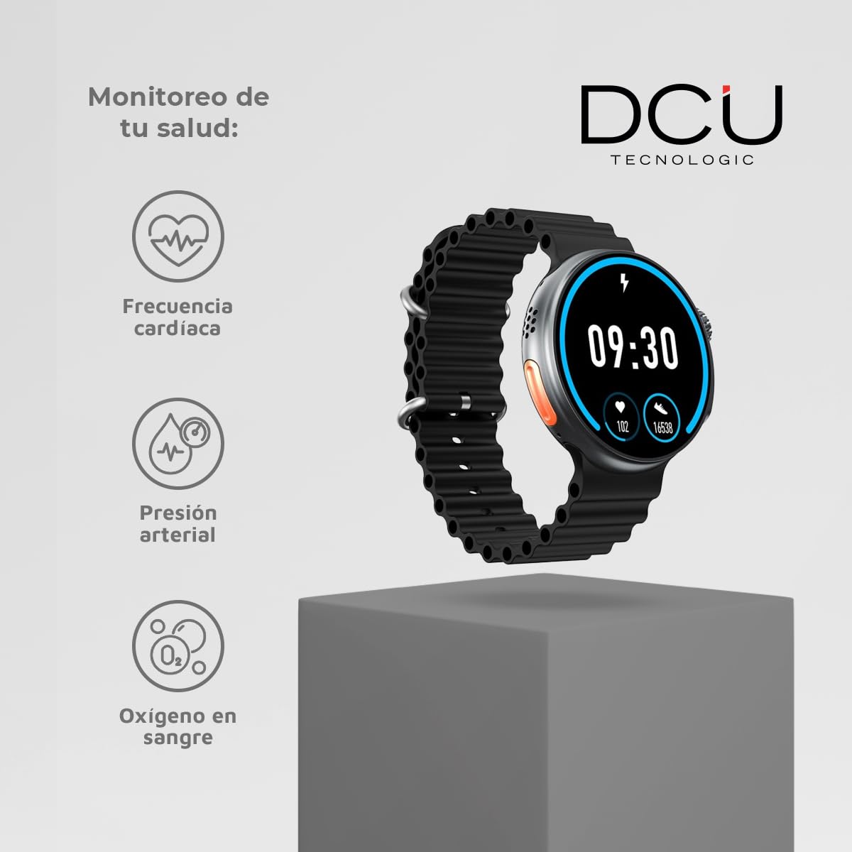 DCU TECNOLOGIC - Smartwatch Boston - Pantalla Amoled 1,43’’ - Llamadas a través de Bluetooth y Notificaciones - Modos Deportivos - Monitoreo de Salud - 2 Correas en Silicona