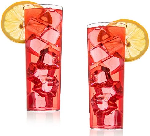 12 Hard Plastic Highball Drinking Glasses, 10 oz Highball Glass Tall Collins Glass Scotch Glasses Whiskey Glasses Drinking Glasses Highball Glasses Tall Bar Glass Party Wedding Cups Smoothie Glass