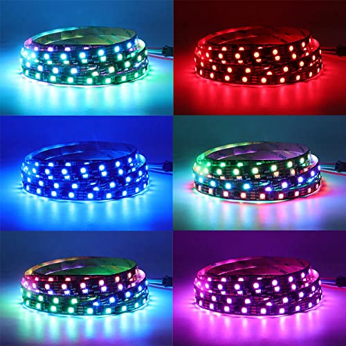 Image of WS2811 RGB IC LED Strip 16.4ft 60LEDs /m Addressable Dream Color Flexible Pixel Light 20Pixels /m Programmable Digital LED,DC12V IP30 Non-Waterproof Black PCB for DIY Project,Home Decoration