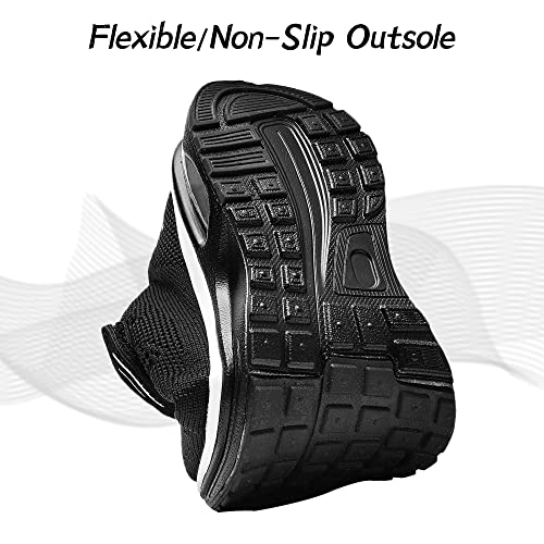PERSOUL Air Shoes for Boys Girls Kids Children Tennis Sports Athletic Gym Running Sneakers (Black Size 9.5 Toddler)