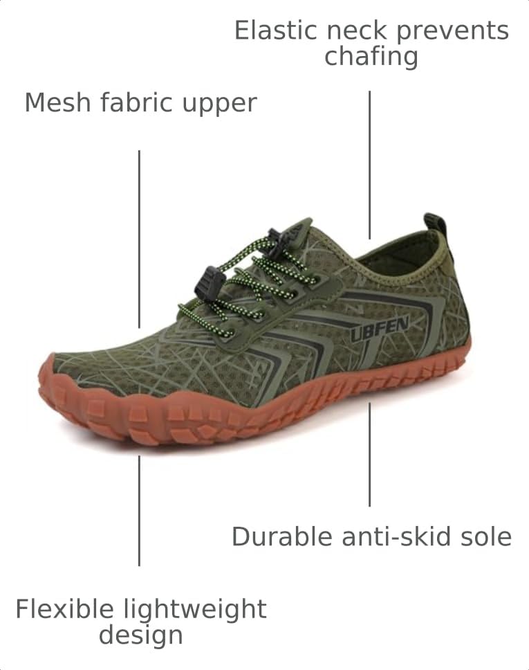 Image of UBFEN Water Shoes for Men Women Quick Dry Swim Aqua Socks | Lightweight Barefoot-style Fit, Rubber Sole, Hiking, Fishing, Kayaking, Beach, Pool, Boating, Diving And Water-to-land Wear
