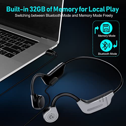 Bone Conduction Headphones - Ultralight Ipx8-Waterproof Swimming Headphones-Bluetooth 5.3 Open Ear Wireless Earphones With Mic - Mp3 Play Built-In 32G Memory With Case For Swimming Surfing Running #TOP1