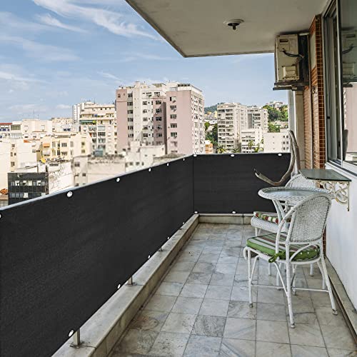 Balcony Fence Privacy Screen 3' X16.4' Windscreen Cover, Outdoor Fencing Mesh Sun Shade Uv Protection Weather-Resistant For Residential,Deck, Patio, Porch, Railing, Garden-Include Cable Ties (Black) #TOP5
