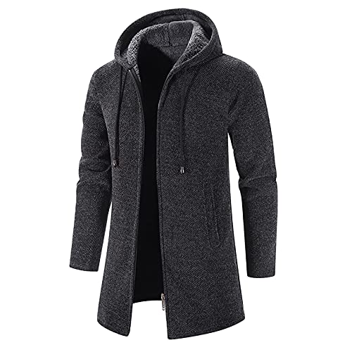 Muscularfit Mens Long Cardigan Lightweight Hooded Sweater Causal Long Sleeve Fleece Lined Knitted Sweaters Warm Jackets Coat4