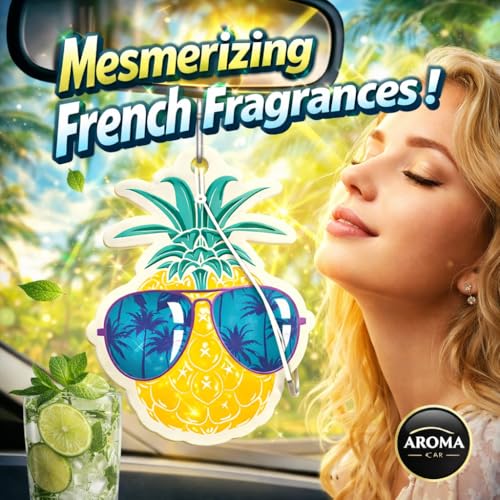 Image of Aroma Car Perfume Hanging Car Air Freshener, Pineapple Mojito (Pack of 3)