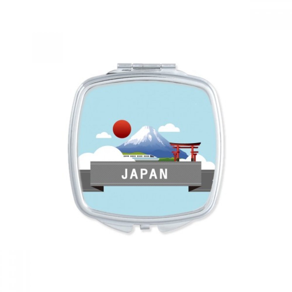 Miroir de poche Mont Fuji Japon et train rouge mini miroir compact de maquillage portable
