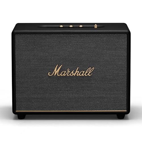 Marshall Woburn III Bluetooth Home Speaker - Loud Stereo Sound with Bass and Treble Controls | Plug-in Powered | Record Player Compatible | HDMI, RCA, 3.5mm Aux Inputs - Black by Marshall - Used condition - US$438.80
