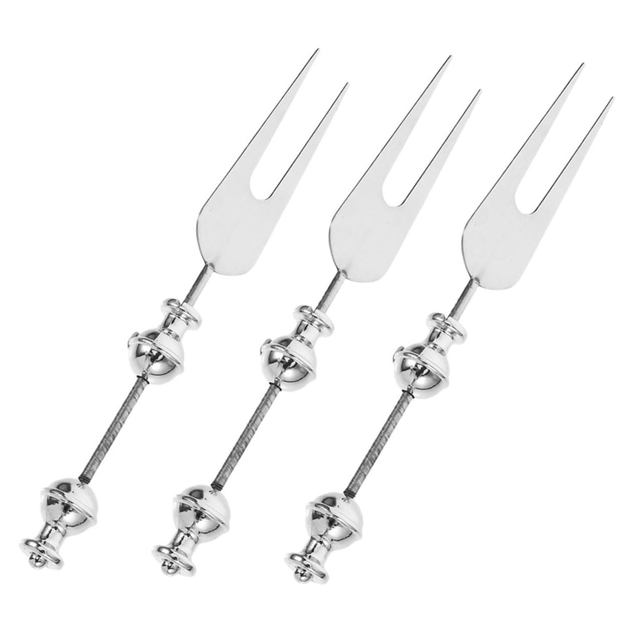 SOLUSTRE Versatile Mini Forks 3pc Stainless Steel Fruit Forks for Appetizers Salads and Desserts Portable for Home Parties
