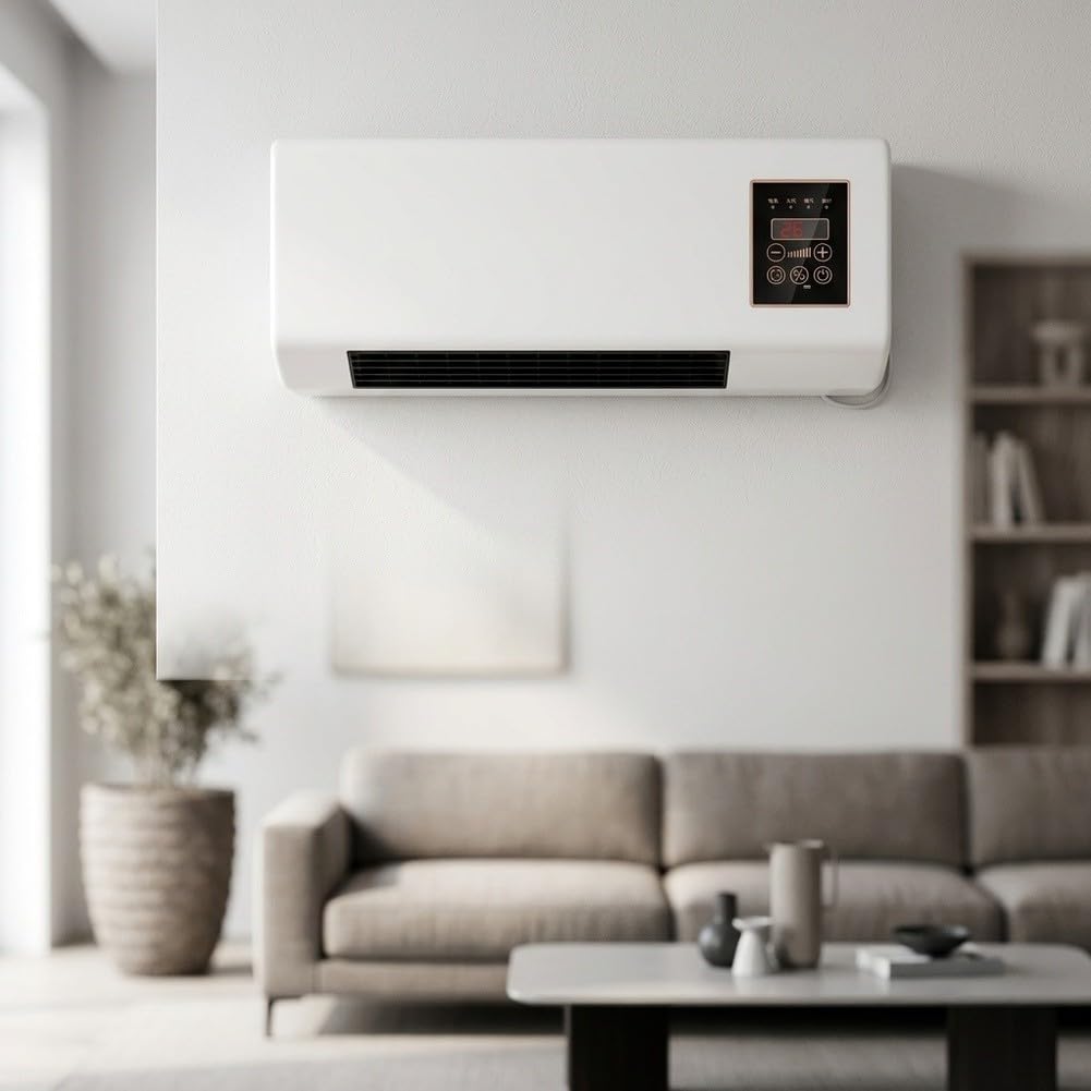 Termoventilatore Ceramico da Parete 2000W con WiFi - Riscaldamento Elettrico Silenzioso per Casa e Ufficio - Timer Settimanale e Telecomando - 54x20x13cm(US Golden Flower)
