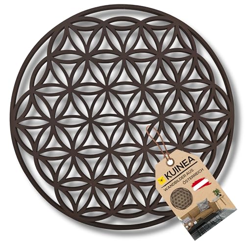 KUINEA® Wandbild Blume des Lebens Ø42cm – Runde Holz Wanddeko...