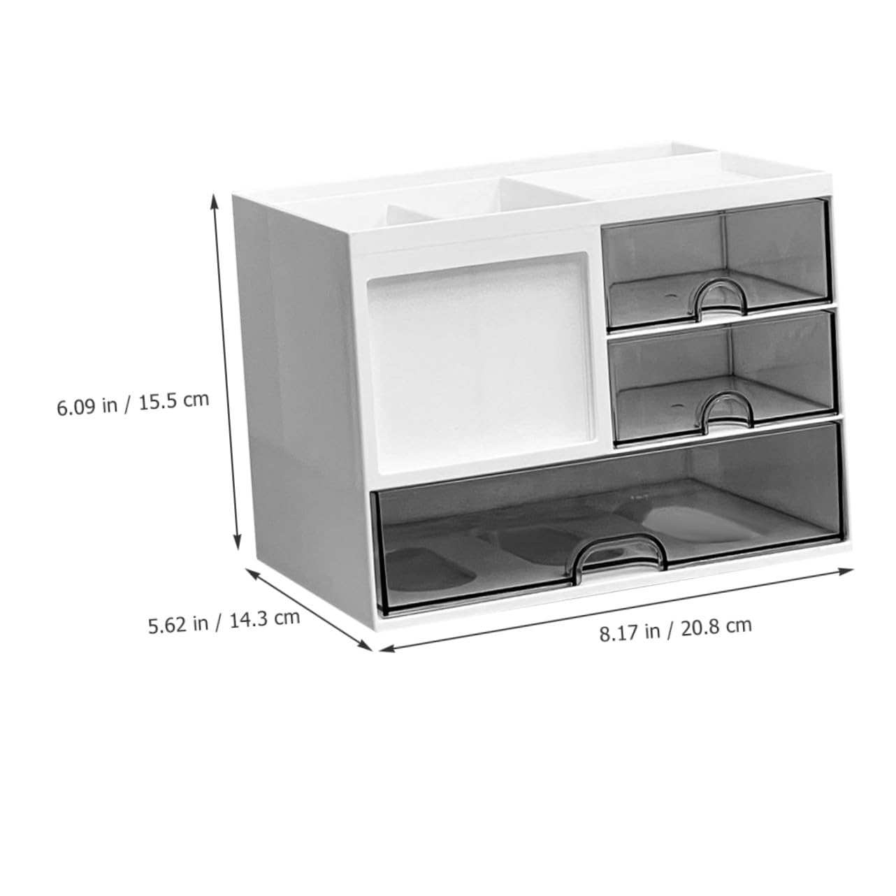Organizador de Escritorio con Transparentes Apilables Caja de Almacenamiento Multiusos para Oficina y Maquillaje Práctico Organizador para Hogar y Estudio